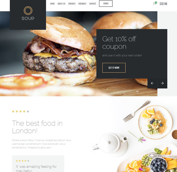 黃色HTML5餐廳美食網站模板_wordpress主題插圖