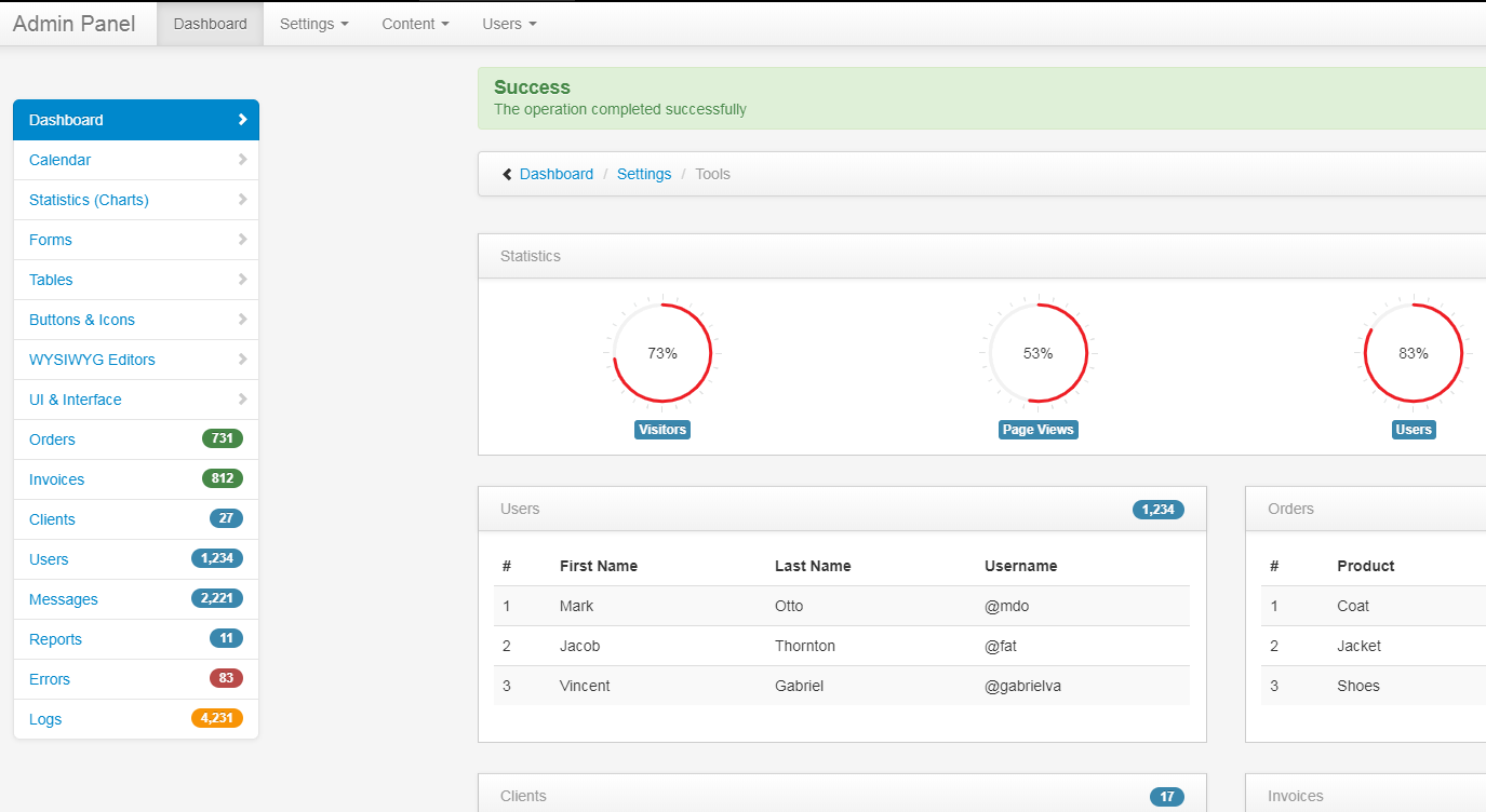admin panel bootstrap后台管理模板_wordpress主题插图