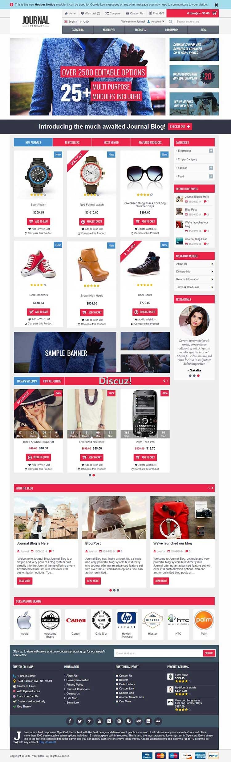 OpenCart1.5.x服装鞋子电脑手机端自适应模板