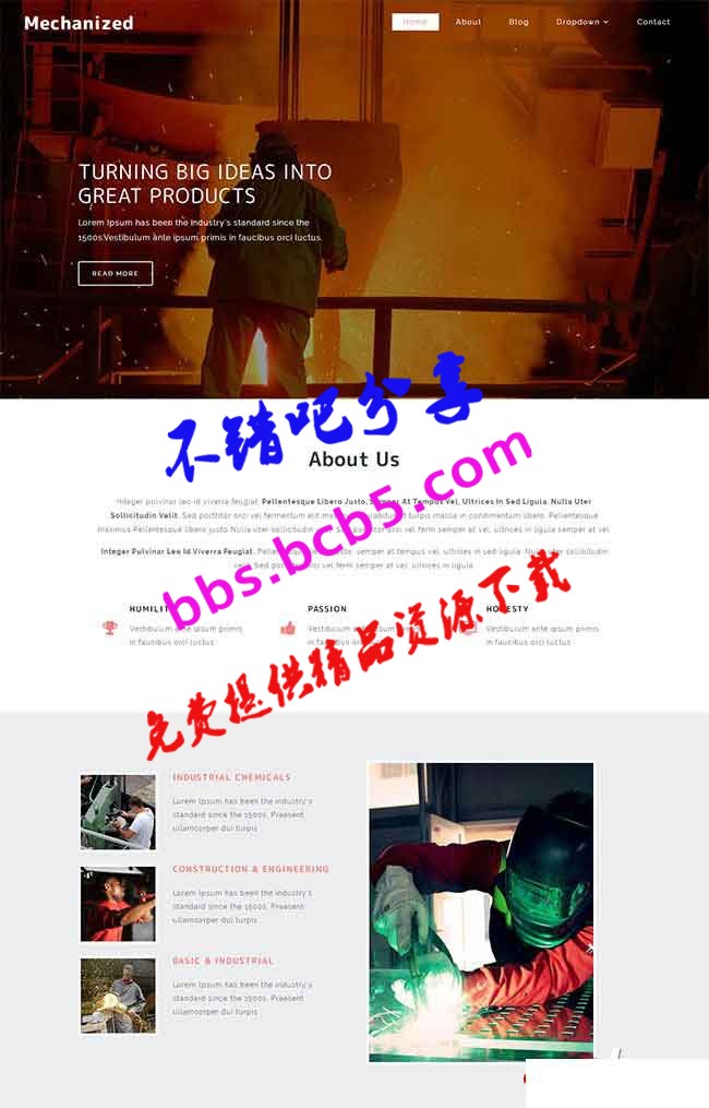 HTML5电焊钢铁行业网站模板|钢铁生产制造公司网站模板下载